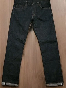 Uniqlo Jeans Mens Kaihara Japanese Selvedge Denim Slim Straight 34x32 Dark Blue - Picture 1 of 10