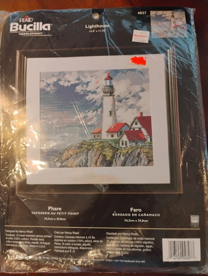 NIP Vintage Bucilla Petit Point Needlepoint Kit Lighthouse By Nancy Rossi  - Image 1 of 2