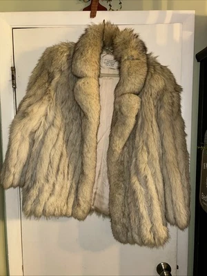 Casaco de pele de raposa azul vintage genuíno feminino grande (feito na Coréia, origem Finlândia) - Imagem 1 de 4