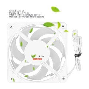PWM PC Case Fan White MFDB Hydraulic Bearing 2200RPM Intelligent Temperature SAL - Afbeelding 1 van 23