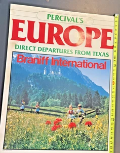 Póster Braniff International Airlines Percival's Europe anuncio retro 31" - Imagen 1 de 9
