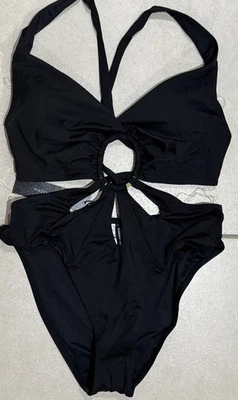 NWT $138 BCBGMAXAZRIA One Piece Swimsuit Size 10 Cut-out design Black - Image 1 of 4