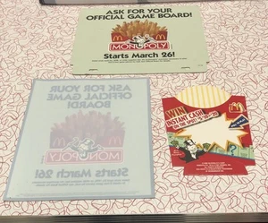 VINTAGE McDONALD’S MONOPOLY LOT CARDBOARD SIGN DECAL FRY CONTAINER 1998 - Picture 1 of 17