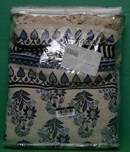Pottery Barn Jacquard Cotton Throw, 50" x 60" Dark Blue Multi New - Picture 1 of 6