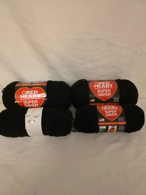Red Heart Super Saver Black Yarn - 4 packs, not full (some used) - Image 1 of 4