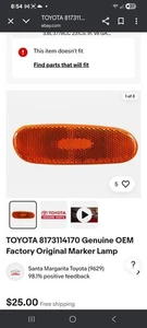 Toyota Celica Part 81731-14170 Passenger Side Front Marker Light Assembly - Picture 1 of 2