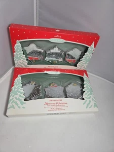 Hallmark 2002 Snowflakes Memories Of Christmas 2 Set 3 Mirrored Ornaments in Box - Picture 1 of 3