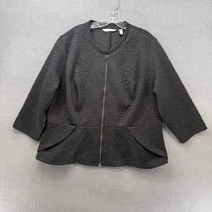 Chaqueta Isaac Mizrahi Mujer 2X Negra Cremallera Completa Peplum Manga Larga Floral Acolchada - Imagen 1 de 9