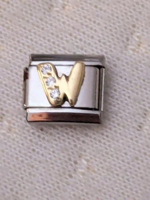 Auténtico dije UD Unodomani Italia circonita cúbica letra dorada con eslabón clásico B18 Foto 1 de 3