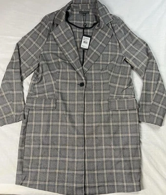 ADRIANNA PAPELL Mujer’s Talla L Blazer Traje Chaqueta Largo Cuadros Nuevo con Etiquetas Foto 1 de 4