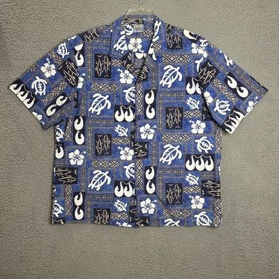Camisa Royal Creations Hawaiana Botón Para Hombres 2XL Azul Floral Playa Aloha Informal Foto 1 de 4