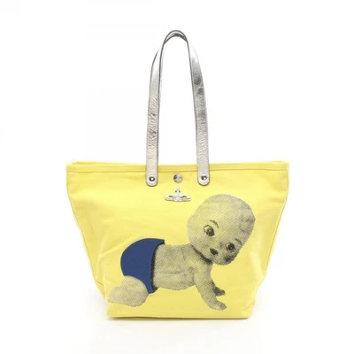 Vivienne Westwood UTILITY S SHOPPER Tote Bag canvas leather Yellow Silver Used - Image 1 of 4