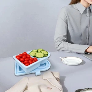 Reusable Silicone Snack Containers, Double Compartment Condiment Containers W7S2 - Picture 1 of 16