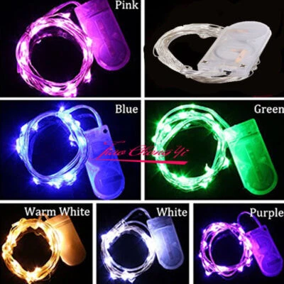 2M 20LED Button Battery Operated Silver String Fairy Wire Light For Xmas Party - Image 1 of 4