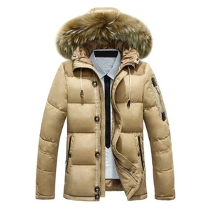 Hombres Chaqueta de Pato Abrigo con Capucha de Piel Prendas de abrigo Amortiguador Parka Gruesa Invierno Esquí Cálido - Imagen 1 de 14