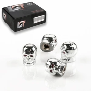 4x VENTILKAPPE REIFENVENTIL VENTIL KAPPE TOTENKOPF SILBER FÜR PKW LKW MOTORRAD - Bild 1 von 3