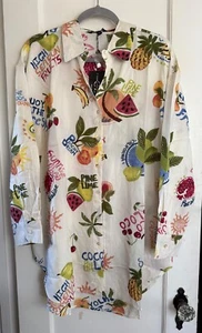NWT Club Z Collection Boho Top Button Shirt Blouse Tunic Swim Cover L XL Tropica - Picture 1 of 3