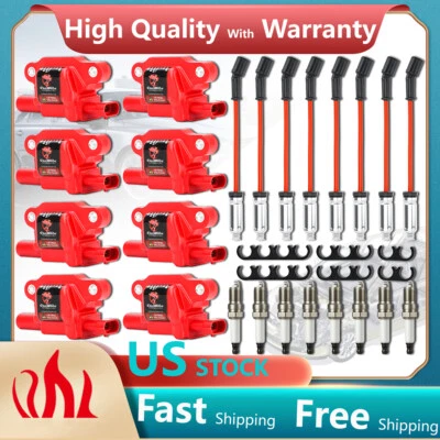 Ignition Coil and Spark Plug+ Wire 8Pack For GMC Chevy Silverado 1500 Tahoe 5.3L - Image 1 of 4