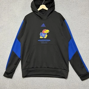 Adidas Kansas Jayhawks Hoodie Men's Large Black Pullover Polyester NCAA - Picture 1 of 8