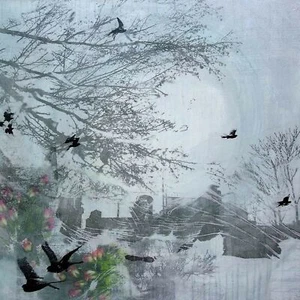 Marmont Hill Tuesday in Blue Canvas Wall Art, 32 x 32 - Picture 1 of 4