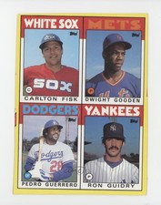 1986 Topps Wax Box Bottom Complete Panel Carlton Fisk Dwight Gooden Ron Guidry