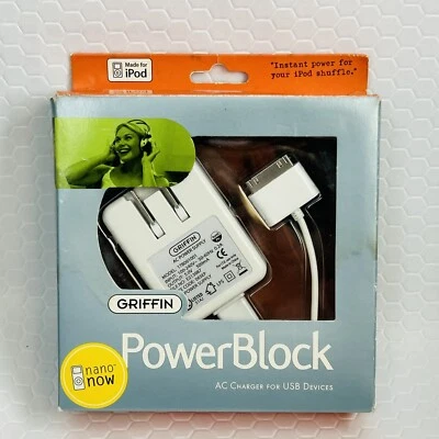 Apple IPod charger Griffin PowerBlock AC Charger for iPod Nano Shuffle Mini NOS - Image 1 of 4