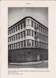 1950s Print Architect BOGARDUS Laing Stores Washington & Murray Streets NYC NY - Bild 1 von 1