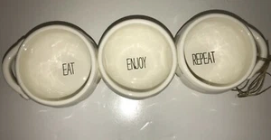 Mud Pie Bistro Kitchen Ceramic Triple Dip Serving Bowl Eat Enjoy Repeat NEW A33 - Picture 1 of 9