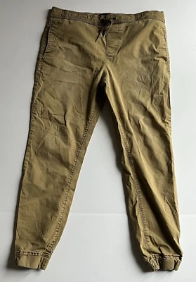 Pantalones de chándal Aeropostale elásticos para hombre medianos caqui con cordón 35X27 Foto 1 de 4