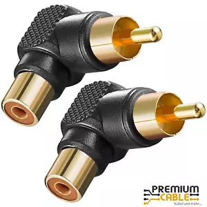 2 Stück Audio Winkeladapter Cinch Stecker auf Chinch Kupplung schwarz vergoldet - Bild 1 von 4