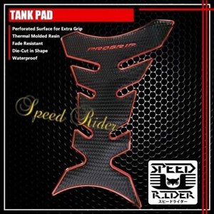 PROGRIP TANK PAD PROTECTOR DECAL 3D GEL DECAL PERFORATED BLACK/CHROMED RED EDGE - Bild 1 von 1