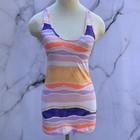 Lululemon Cool Racerback Bleacher Stripe White Iris Flower Tank Top Size 4