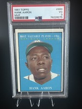 1961 Topps Hank Aaron Milwaukee Braves MVP HOF #484  PSA 3 VG SHARP