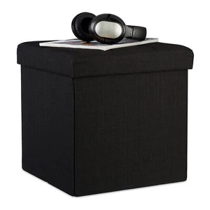 Tabouret Pliant en Lin Pouf de Rangement Pliable Repose-Pieds de Stockage car... - Picture 1 of 7