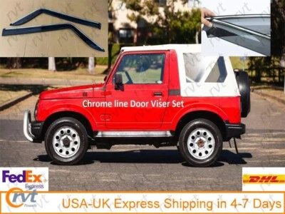 Visera de puerta de línea cromada para Suzuki Samurai deflector de viento/irrompible Foto 1 de 4
