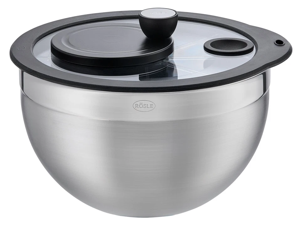 Salatschleuder - Edelstahl 18/10 - Polypropylen- Glas - Ø 24 cm - Bild 1 von 4