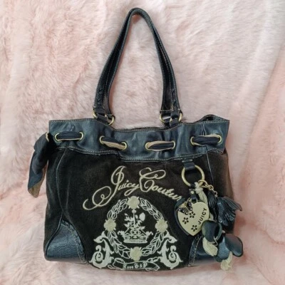 Juicy Couture Daydreamer Bag Purse Tote Vintage Bow Ribbon Charm Butterfly Heart - Image 1 of 4