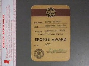 Boy Scout Explorer Bronze Award Rank Card Buffalo Bill Council 9828MM - Imagen 1 de 1
