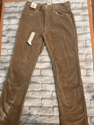Pantalones de mezclilla St Johns Bay para hombre rectos calce regular de pana marrón talla 34x34 con etiquetas Foto 1 de 4