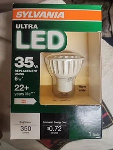 Sylvania Ultra LED 35W Using 6W Warm Dimmable PAR16 Medium Base Flood Light Bulb - Picture 1 of 6