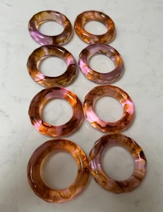 VTG Lot Of 23 Acrylic Crystalline Napkin Rings Pink Amber Green Gemstone Look - Picture 1 of 16