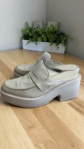 Matisse Kelly Biege Leather Platform Clogs Mule Shoes Heel Womens Sz 7M Cosplay - Picture 1 of 12