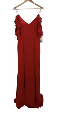 JOVANI Ladies Red Satin Maxi Evening  Prom Dress Size UK 10 BNWT Rrp £345 - Image 1 of 4