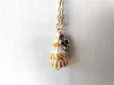 Collar colgante calavera real concha marina 26" ajus unisex joyería vendedor de EE. UU. regalo Foto 1 de 4