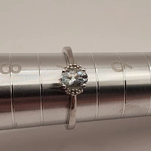 Anillo solitario aguamarina de plata de ley 925 talla 7 - Imagen 1 de 11