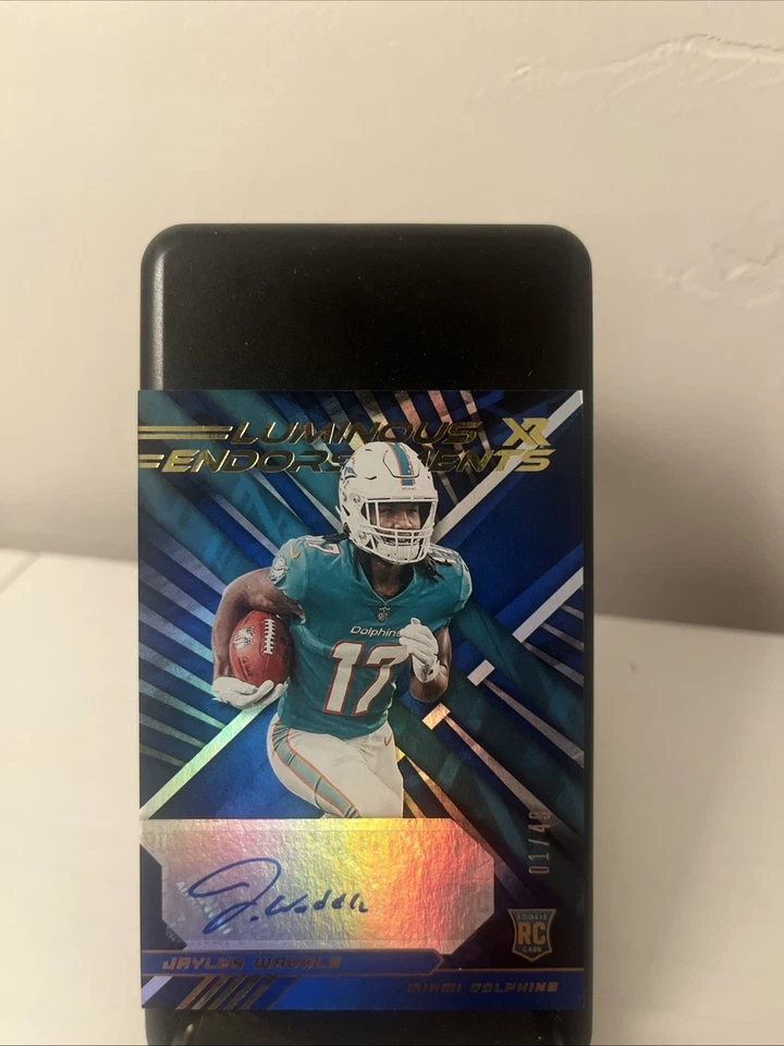 2021 Panini XR - Luminous Endorsements Jaylen Waddle #LUM-JWA Blue /49  # 1/49 - Image 1 of 2