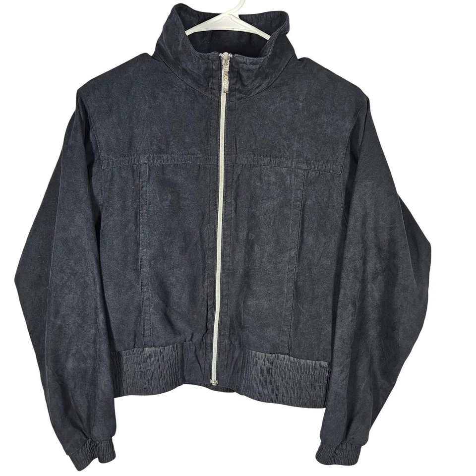 Kaelin Black Jacket Full Zip Up Cropped High Neck Polyester Women's M - Image 1 of 4