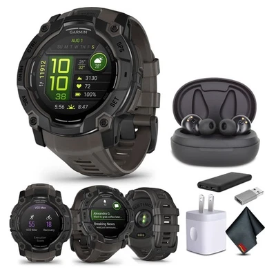 Reloj inteligente Garmin Instinct 3 50 mm GPS para exteriores, 24 días de duración de la batería carbón Foto 1 de 4