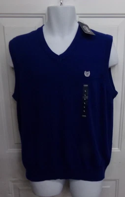 Chaleco Suéter Chap’s Para Hombre Talla Grande Azul Sodalita Golf Cuello en V 100% Algodón ~ NUEVO Foto 1 de 3