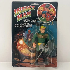 Vtg Insect Man Figure Bootleg Sectaurs KO Toy MOTU Esk W/ Weapons 80s New - Foto 1 di 9